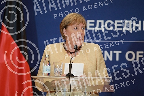 Press conference after the meeting of German Chancellor Angela Merkel and the President of the Republic of Serbia Aleksandra Vucic.Konferencija za medije posle sastanka nemacke kancelarke Angela Merkel  i predsednika Republike Srbije Aleksandra Vuc