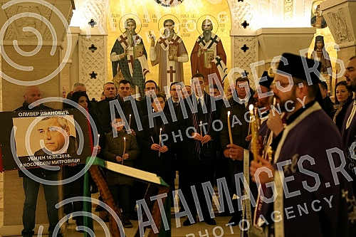 In the crypt of the Saint Sava Temple in Belgrade, a memorial was served to the killed Oliver Ivanovic. U kripti Hrama Svetog Save u Beogradu sluzen je pomen ubijenom Oliveru Ivanovicu.
