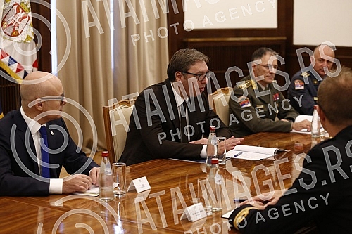 The President of the Republic of Serbia, Aleksandar Vucic, met with the Chairman of the NATO Military Committee, Admiral Rob Bauer, in the building of the General Secretariat of the President of the Republic.Predsednik Republike Srbije Aleksandar V