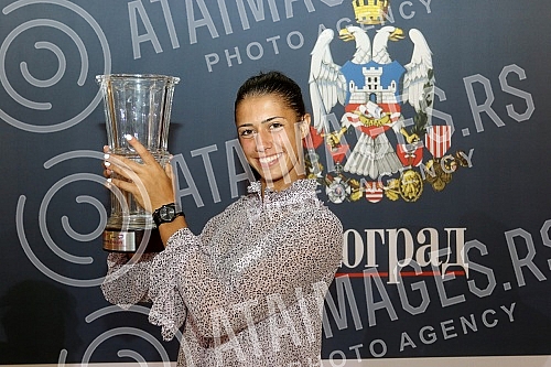 Press conference Olga Danilovic after returning from Moscow and winning the first WTA trophy.Pres konferencija teniserke Olge Danilovic po povratku iz Moskve i osvajanju prvog WTA trofeja.