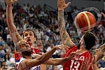 Friendly basketball match between Serbia and France.Prijateljska kosarkaska utakmica izmedju nacionalnih timova Srbije i Francuske.