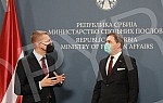 Meeting of the Minister of Foreign Affairs of Latvia Edgar Rinkevics with the Minister of Foreign Affairs of Serbia Nikola Selakovic was held at the Ministry of Foreign Affairs.Sastanak ministar spoljnih poslova Letonije Edgara Rinkevicsa sa minist