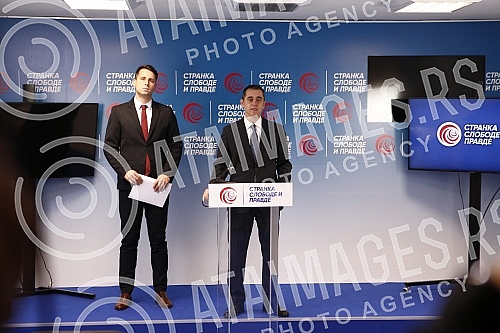 Press conference of the Party of Freedom and Justice about budget for 2023.Konferencija za medije Stranke slobode i pravde o budzetu za 2023. godinu.