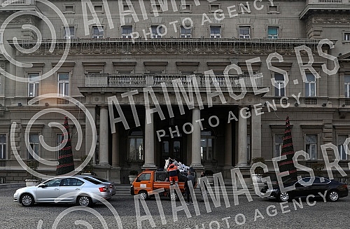 A Christmas tree decorated in front of the City assembly by activists of the One in five million movement, the let's defend Kosutnjak initiative, the New party and the Green party in the action 