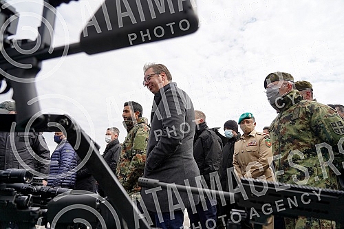 The President of the Republic of Serbia Aleksandar Vucic and His Highness Sheikh Nasser bin Hamad bin Isa Al Khalifa attended a demonstration of weapons, military equipment and capabilities of the units of the Serbian Army at the Military Airport 