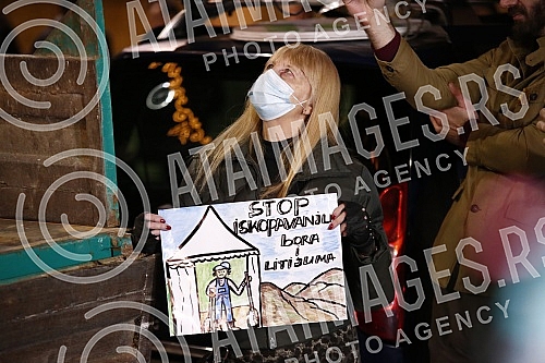 In front of the building of the Presidency, a protest initiative of the Start - Change and the Association of Environmental Organizations of Serbia with a request to permanently ban the exploration and exploitation of pine and lithium on the territor