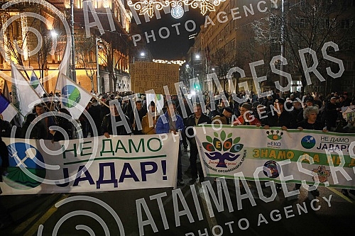 In front of the building of the Presidency, a protest initiative of the Start - Change and the Association of Environmental Organizations of Serbia with a request to permanently ban the exploration and exploitation of pine and lithium on the territor