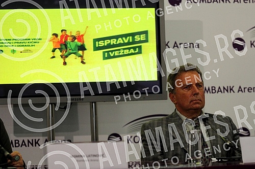Konferencija za medije i promocija akcije Ispravi se i vezbaj odrzana u Kombank areni. Pokazivanje vezbi u teretani Kombank arene