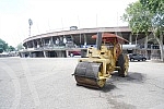 Partizan's steam roller, which was set up by fans in front of the south stand of the stadium in Humska yesterday morning, should be a symbol of the power of the football club and remind of the glorious days of history.Partizanov parni valjak kojeg 