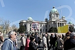 Protest of pensioners and military pensioners because of pension cutsProtest penzionera i vojnih penzionera zbog smanjenja penzija.
