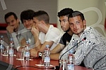 Konferencija povodom potpisavanja ugovora o saradnji izmedju FK Crvena Zvezda i 12 skola fudbala iz Srbije odrzana u medija centru FK Crvena Zvezda na stadionu `Rajko Mitic`.