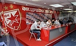 Konferencija povodom potpisavanja ugovora o saradnji izmedju FK Crvena Zvezda i 12 skola fudbala iz Srbije odrzana u medija centru FK Crvena Zvezda na stadionu `Rajko Mitic`.
