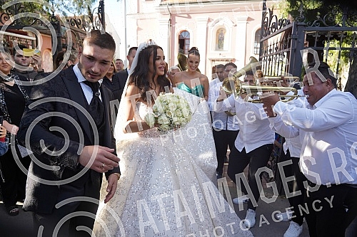 Bojana Rodic and Mirko Sijan, accompanied by relatives and friends, arrived for the wedding in the Church in Surcin, where Mirko was baptized as a baby.