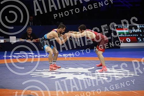 ight for the bronze medal in the category up to 65 kg freestyle, Iszmail Muszukajev (HUN) vs Haji Aliyev (AZE). Borba za bronzanu medalju u kategoriji do 65 kg slobodnim stilom, Iszmail Muszukajev (Madjarska) vs Haji Aliyev (Azerbejdzan).