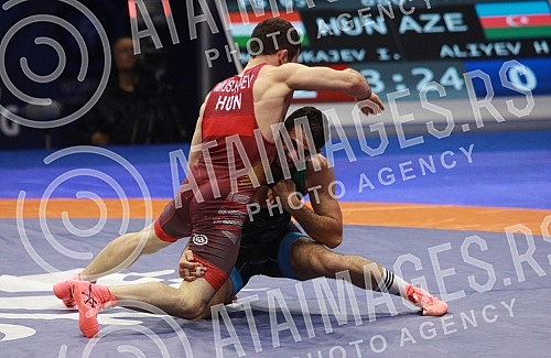 ight for the bronze medal in the category up to 65 kg freestyle, Iszmail Muszukajev (HUN) vs Haji Aliyev (AZE). Borba za bronzanu medalju u kategoriji do 65 kg slobodnim stilom, Iszmail Muszukajev (Madjarska) vs Haji Aliyev (Azerbejdzan).