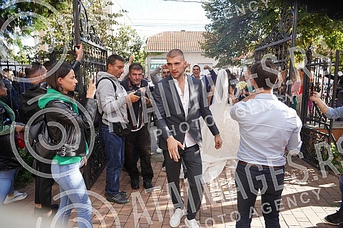 Bojana Rodic and Mirko Sijan, accompanied by relatives and friends, arrived for the wedding in the Church in Surcin, where Mirko was baptized as a baby.