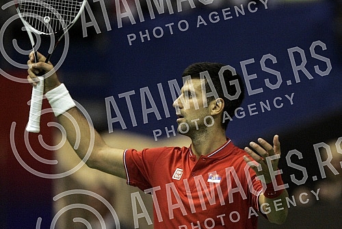 World group quarterfinal - Serbia vs Spain, 1st day - Novak Djokovic vs Albert Ramos - Vinolas.Prvi dan meceva u Svetskoj grupi, cetvrtfinalni mecevi imedju Srbije i Spanije. 