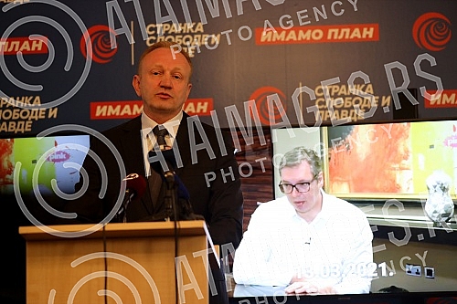 The president of the Party of Freedom and Justice, Dragan Djilas, held a press conference at the party's headquarters.Predsednik Stranke slobode i pravde Dragan Djilas odrzao je  konferenciju za medije u sedistu stranke. 
