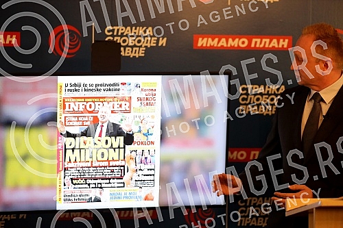 The president of the Party of Freedom and Justice, Dragan Djilas, held a press conference at the party's headquarters.Predsednik Stranke slobode i pravde Dragan Djilas odrzao je  konferenciju za medije u sedistu stranke. 