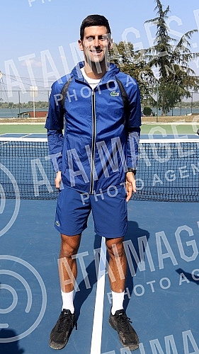 Practice of Novak Djokovic held on Tennis center 