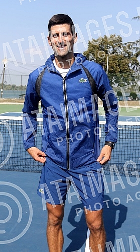 Practice of Novak Djokovic held on Tennis center 