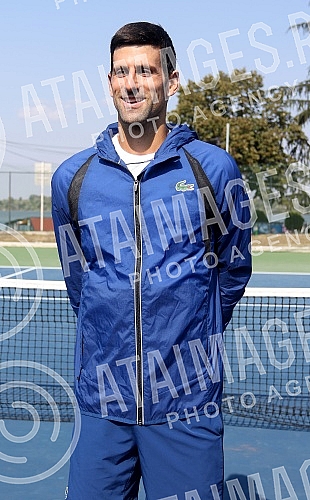 Practice of Novak Djokovic held on Tennis center 