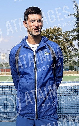 Practice of Novak Djokovic held on Tennis center 