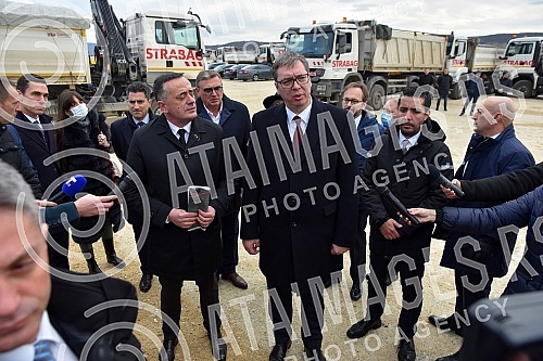 The President of the Republic of Serbia, Aleksandar Vucic, attended the ceremony marking the beginning of works on the construction of the highway E-80 Nis (Merosina) - Plocnik (Beloljin), phase 1, section Merosina-Merosina 1.Predsednik Republike S