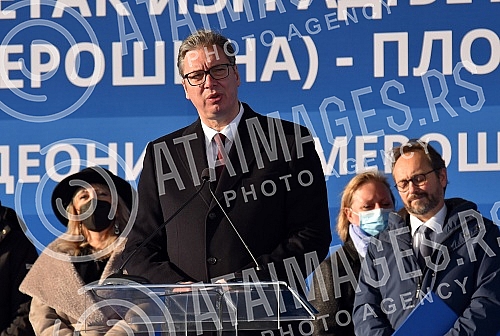 The President of the Republic of Serbia, Aleksandar Vucic, attended the ceremony marking the beginning of works on the construction of the highway E-80 Nis (Merosina) - Plocnik (Beloljin), phase 1, section Merosina-Merosina 1.Predsednik Republike S