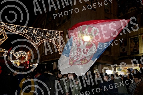 A protest outside the Montenegrin embassy over a new law on church property in Montenegro.Protest ispred ambasade Crne Gore povodom novog zakona Ð¾ crkvenoj imovini u Crnoj Gori.
