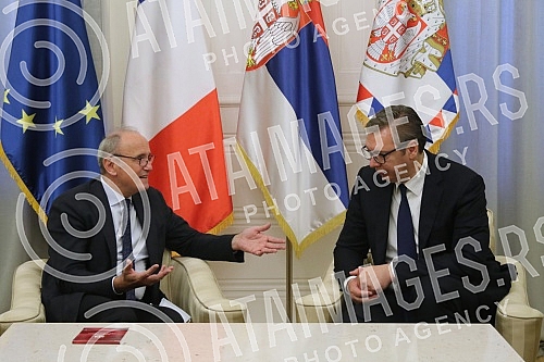 The President of the Republic of Serbia, Aleksandar Vucic, received in a farewell visit the Ambassador of the Republic of France, Jean-Louis Falconi, in the building of the General Secretariat of the President of the Republic.Predsednik Republike S