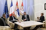 The President of the Republic of Serbia, Aleksandar Vucic, received in a farewell visit the Ambassador of the Republic of France, Jean-Louis Falconi, in the building of the General Secretariat of the President of the Republic.Predsednik Republike S