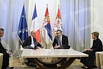 The President of the Republic of Serbia, Aleksandar Vucic, received in a farewell visit the Ambassador of the Republic of France, Jean-Louis Falconi, in the building of the General Secretariat of the President of the Republic.Predsednik Republike S