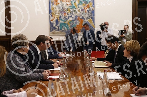 The President of the Republic of Serbia, Aleksandar Vucic, received the representatives of the company HBIS Smederevo, led by the General Manager Song Sihai, and the Ambassador of the People's Republic of China, Chen Bo, also attended the meeting.P