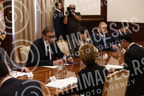 The President of the Republic of Serbia, Aleksandar Vucic, received the representatives of the company HBIS Smederevo, led by the General Manager Song Sihai, and the Ambassador of the People's Republic of China, Chen Bo, also attended the meeting.P