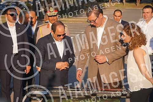 The President of Serbia Aleksandar Vucic and the President of Egypt Abdel Fattah al-Sisi attended the display of armaments of the Serbian Armed Forces and military equipment from the domestic defense industry at the training ground of the Home Guard.