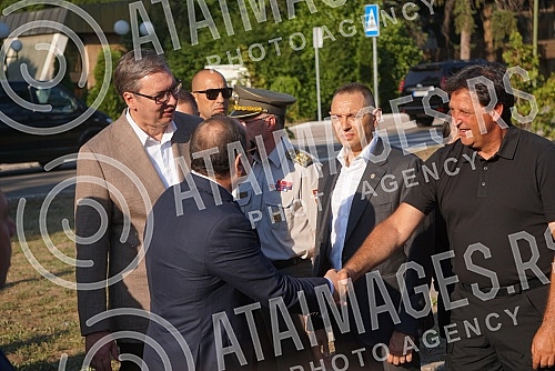 The President of Serbia Aleksandar Vucic and the President of Egypt Abdel Fattah al-Sisi attended the display of armaments of the Serbian Armed Forces and military equipment from the domestic defense industry at the training ground of the Home Guard.