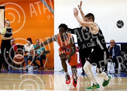 Serbian basketball Superleague match between KK Dynamic and KK Partizan played at SC Dynamic hall. Utakmica kosarkaske Superlige Srbije izmedju KK Dinamik i KK Partizan odigrana u hali SC Dynamic. 