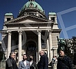 A press conference was held in front of the National assembly house, organized by the Social democratic party, the New party, the Civic democratic forum, the Hungarian movement, the Movement 1 out of 5 million, the Vlaska party, KLIP, New serbia, the