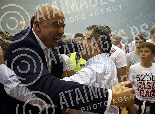 Treca utakmica finala plejofa Kosarkaske Super Lige Srbije izmedju KK Crvena Zvezda i KK Partizan odigrana u hali Pionir. 