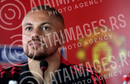 Press conference of Wes Brown in Belgrade.Pres konferencija Ves Brauna, bivseg fudbalera Mancester junajteda.