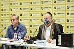 The organizer of the facsimile of Miroslav's Gospel, Veljko Topalovic, and the author of the documentary series on the history of the manuscript, Bosko Savkovic, held a press conference to discuss the damage to Miroslav's Gospel.Priredjivac faksimi