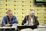 The organizer of the facsimile of Miroslav's Gospel, Veljko Topalovic, and the author of the documentary series on the history of the manuscript, Bosko Savkovic, held a press conference to discuss the damage to Miroslav's Gospel.Priredjivac faksimi