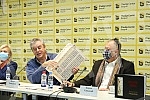 The organizer of the facsimile of Miroslav's Gospel, Veljko Topalovic, and the author of the documentary series on the history of the manuscript, Bosko Savkovic, held a press conference to discuss the damage to Miroslav's Gospel.Priredjivac faksimi