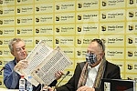 The organizer of the facsimile of Miroslav's Gospel, Veljko Topalovic, and the author of the documentary series on the history of the manuscript, Bosko Savkovic, held a press conference to discuss the damage to Miroslav's Gospel.Priredjivac faksimi