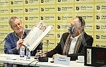 The organizer of the facsimile of Miroslav's Gospel, Veljko Topalovic, and the author of the documentary series on the history of the manuscript, Bosko Savkovic, held a press conference to discuss the damage to Miroslav's Gospel.Priredjivac faksimi