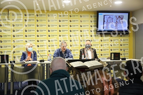 The organizer of the facsimile of Miroslav's Gospel, Veljko Topalovic, and the author of the documentary series on the history of the manuscript, Bosko Savkovic, held a press conference to discuss the damage to Miroslav's Gospel.Priredjivac faksimi