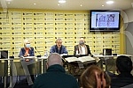 The organizer of the facsimile of Miroslav's Gospel, Veljko Topalovic, and the author of the documentary series on the history of the manuscript, Bosko Savkovic, held a press conference to discuss the damage to Miroslav's Gospel.Priredjivac faksimi