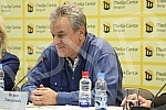 The organizer of the facsimile of Miroslav's Gospel, Veljko Topalovic, and the author of the documentary series on the history of the manuscript, Bosko Savkovic, held a press conference to discuss the damage to Miroslav's Gospel.Priredjivac faksimi