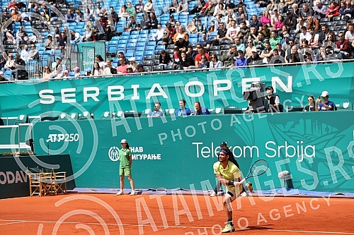 The match of the quarterfinals of the Serbia Open tennis tournament between Fabio Fognini (ITA) and Oscar Otte (GER).Mec cetvrtine finala teniskog turnira Serbia Open izmedju Fabiija Fonjinija (ITA)  i Oskara Otea (GER).